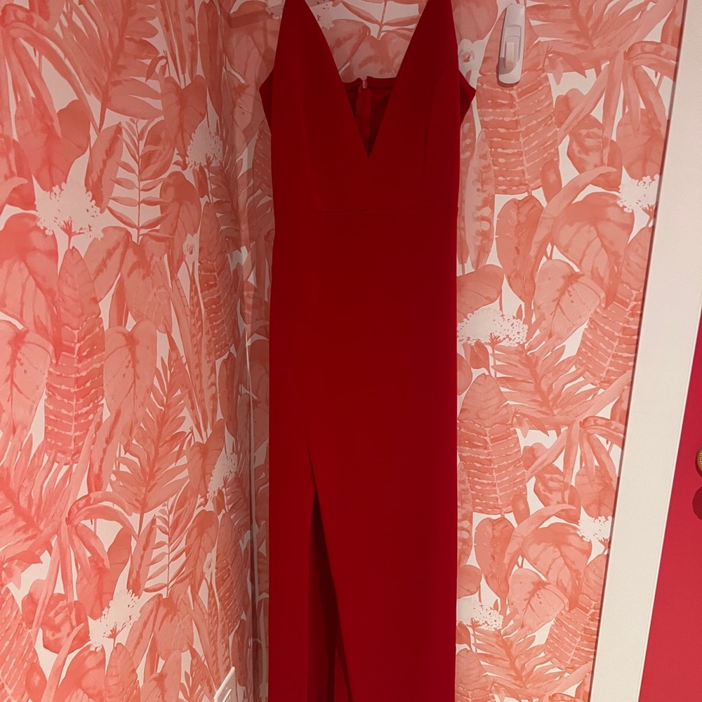 Mystic Red Evening Dress with High Slit